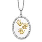 Sterling Silver Gold-Plated Unisex Necklace with Hand Print Pendant 18in