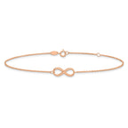 14K Rose Gold Polished Infinity 9 inch Plus 1 inch Extender - Total 10 inch Anklet