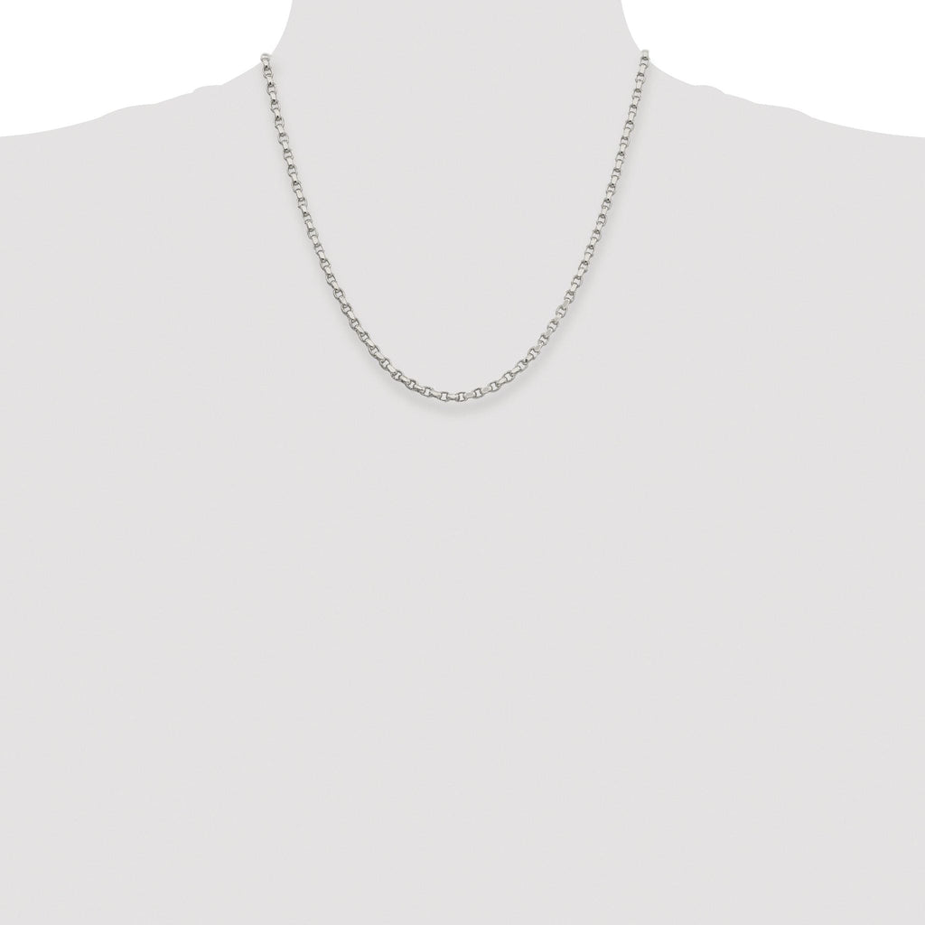 Sterling Silver Rhodium-plated 3.5mm Diamond-cut Rolo Chain