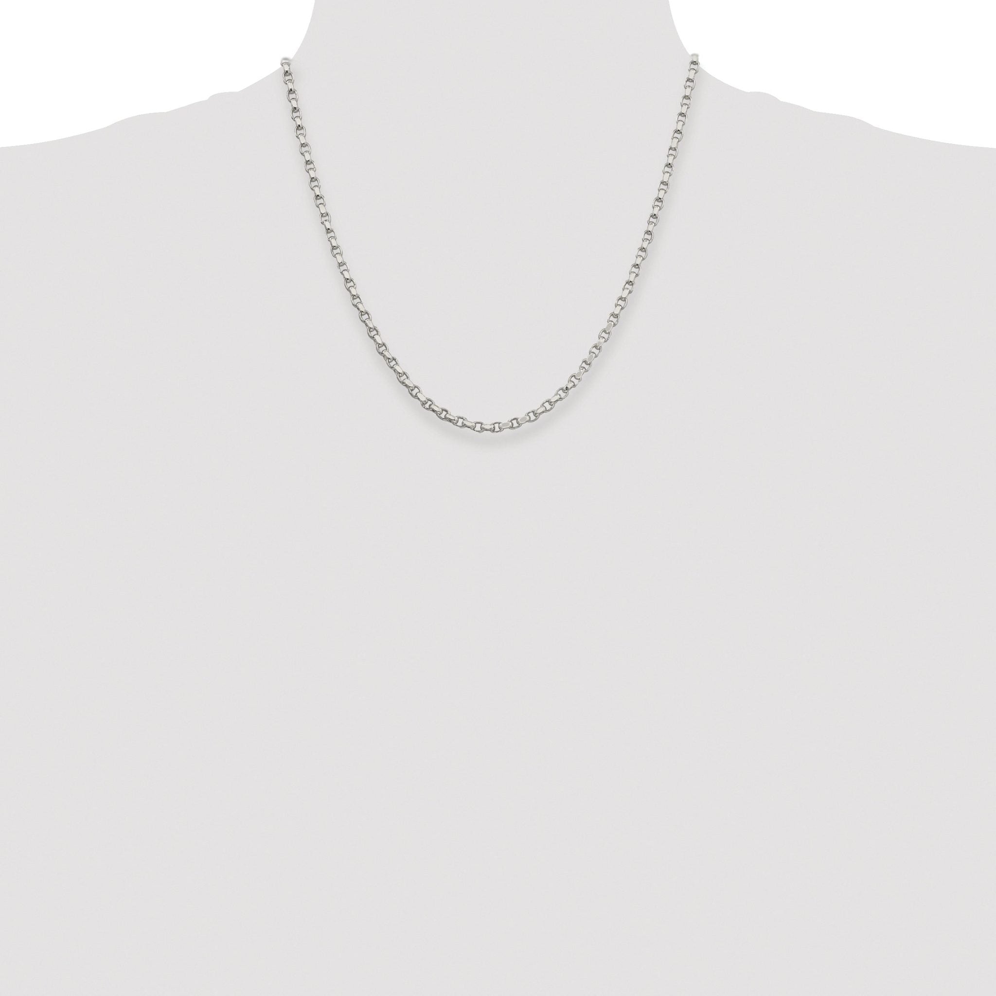 Sterling Silver Rhodium-plated 3.5mm Diamond-cut Rolo Chain