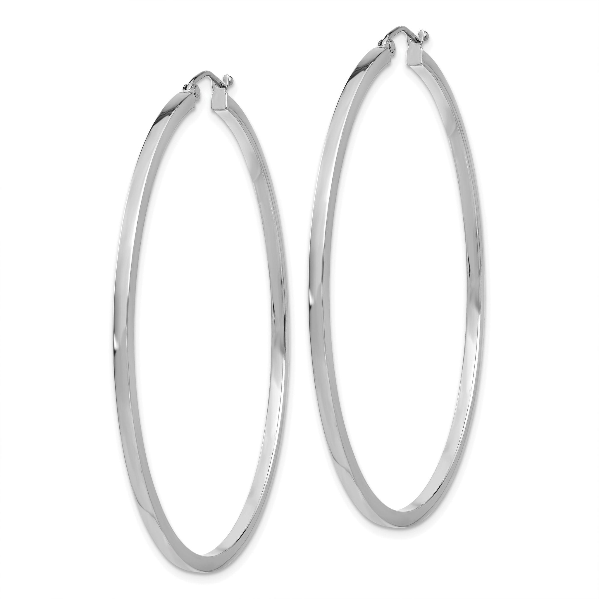 14K White Gold Hoop Earrings with Polished Finish 2mm Square Tube Secondary image