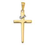 14K Two-Tone Gold Cross Pendant with Crown of Thorns Elegant Design