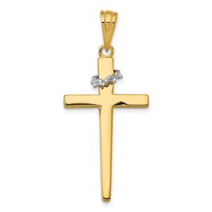 Cross with Crown of Thorns Pendant in 14K Two-Tone Gold, 44mm - Sophia Jewelers