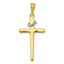 14K Two-Tone Gold Cross Pendant with Crown of Thorns Elegant Design