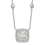 Sterling Silver Rhod-pltd Square CZ Pendant With 2in ext 4-Station Necklace
