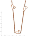 Rose-Tone Hearts Necklace in Stainless Steel, 38in