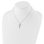 Sophia Jewelers 925 Sterling Silver Diamond Cross Necklace Polished Rhodium-Plated