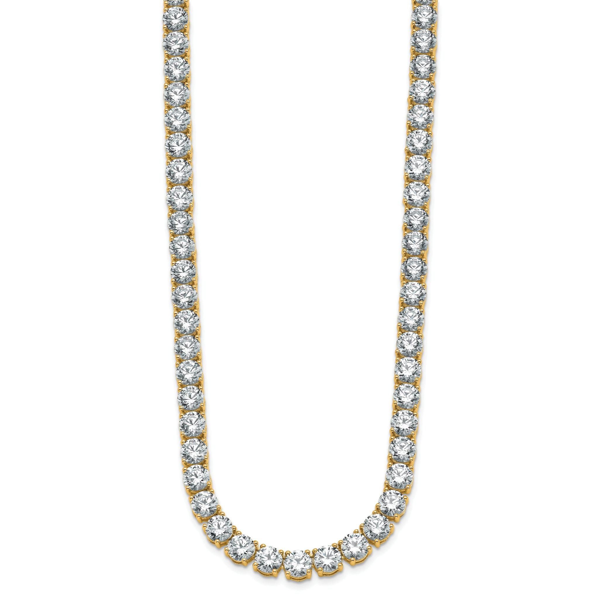 14k 53 7/8 carat Lab Grown Diamond VS+ F+ Complete Round 22 inch Straight Tennis Necklace