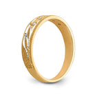 14k and Rhodium AA Quality 1/20 carat Diamond Trio Ladies Complete Wedding Band
