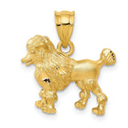 14K Gold Poodle Dog Charm with Brushed Diamond-Cut Finish
