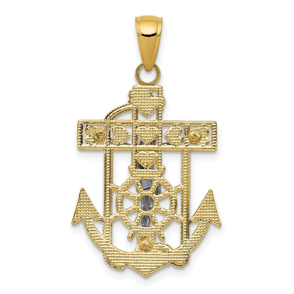 14K Two-Tone Gold MarinerÃÂ¢Ã¢âÂ¬Ã¢âÂ¢s Crucifix Pendant  Solid, Elegant, Casted Design