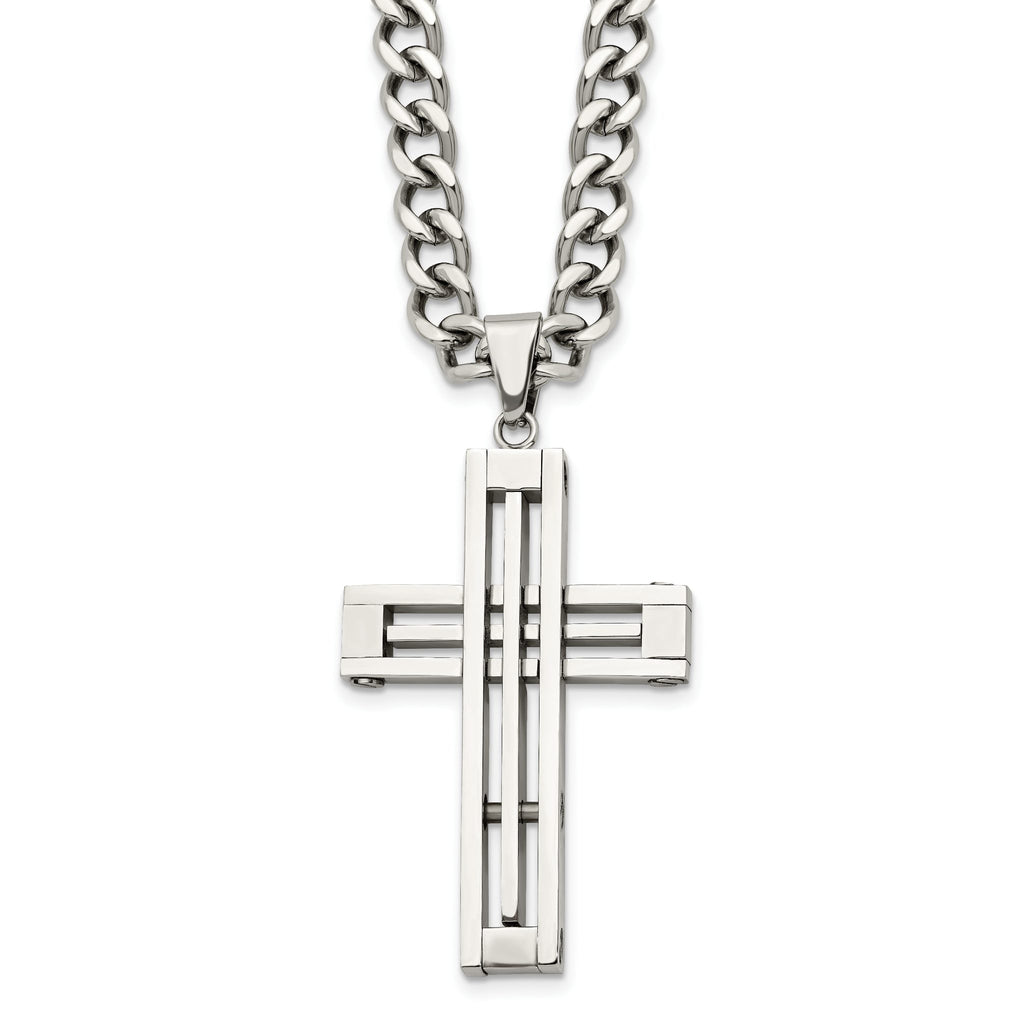 Cross Pendant Necklace in Stainless Steel, 22 in.