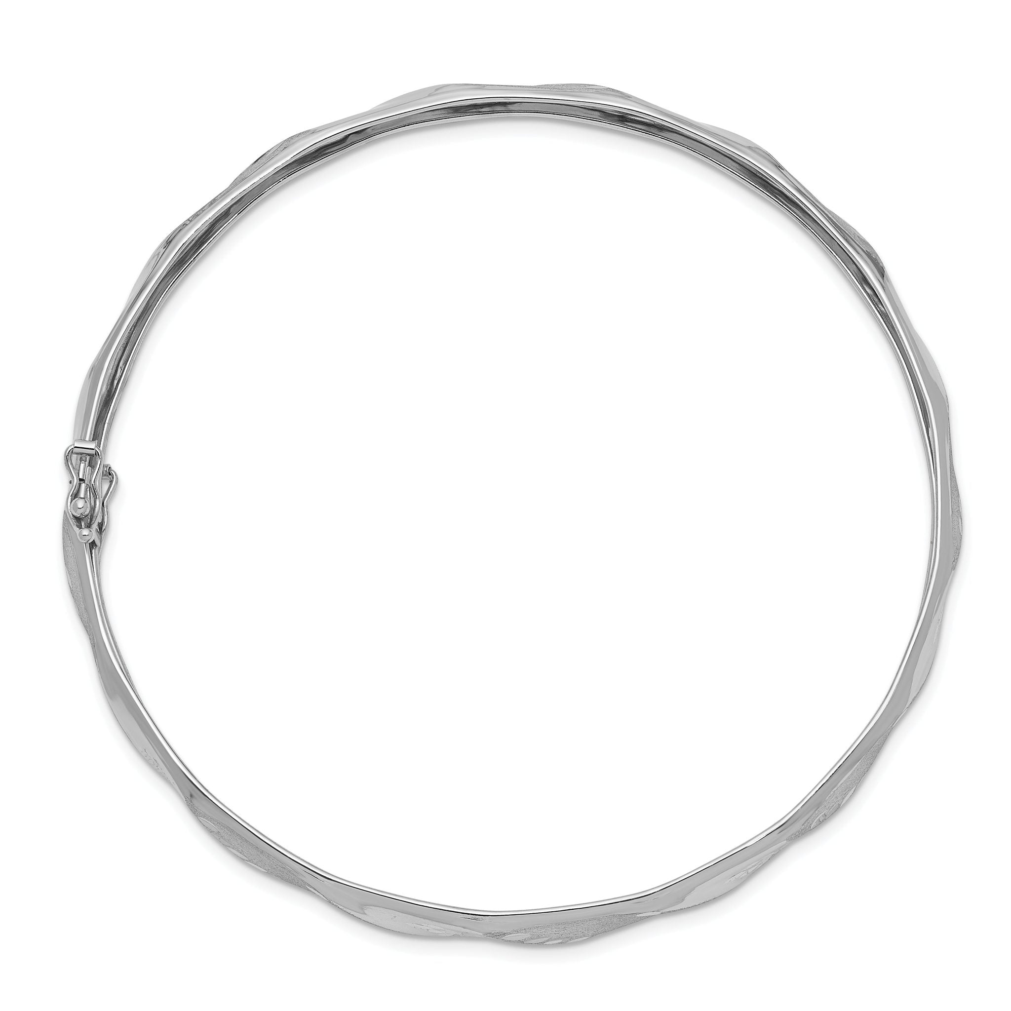 14K White Gold Flexible Bangle with Polished Satin Diamond-Cut Finish Secondary image