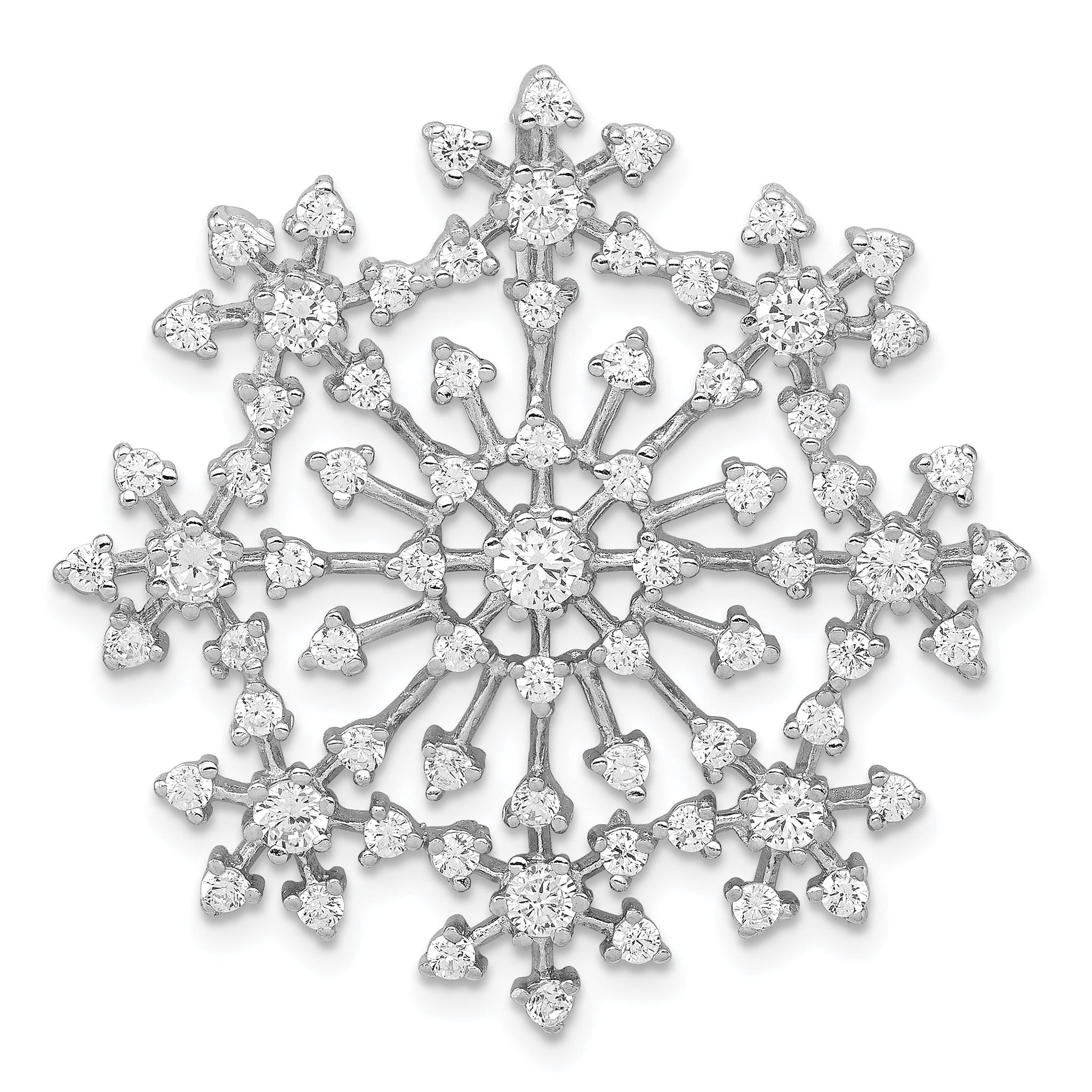 Sterling Silver Rhodium-plated CZ Starburst Snowflake Slide Main image