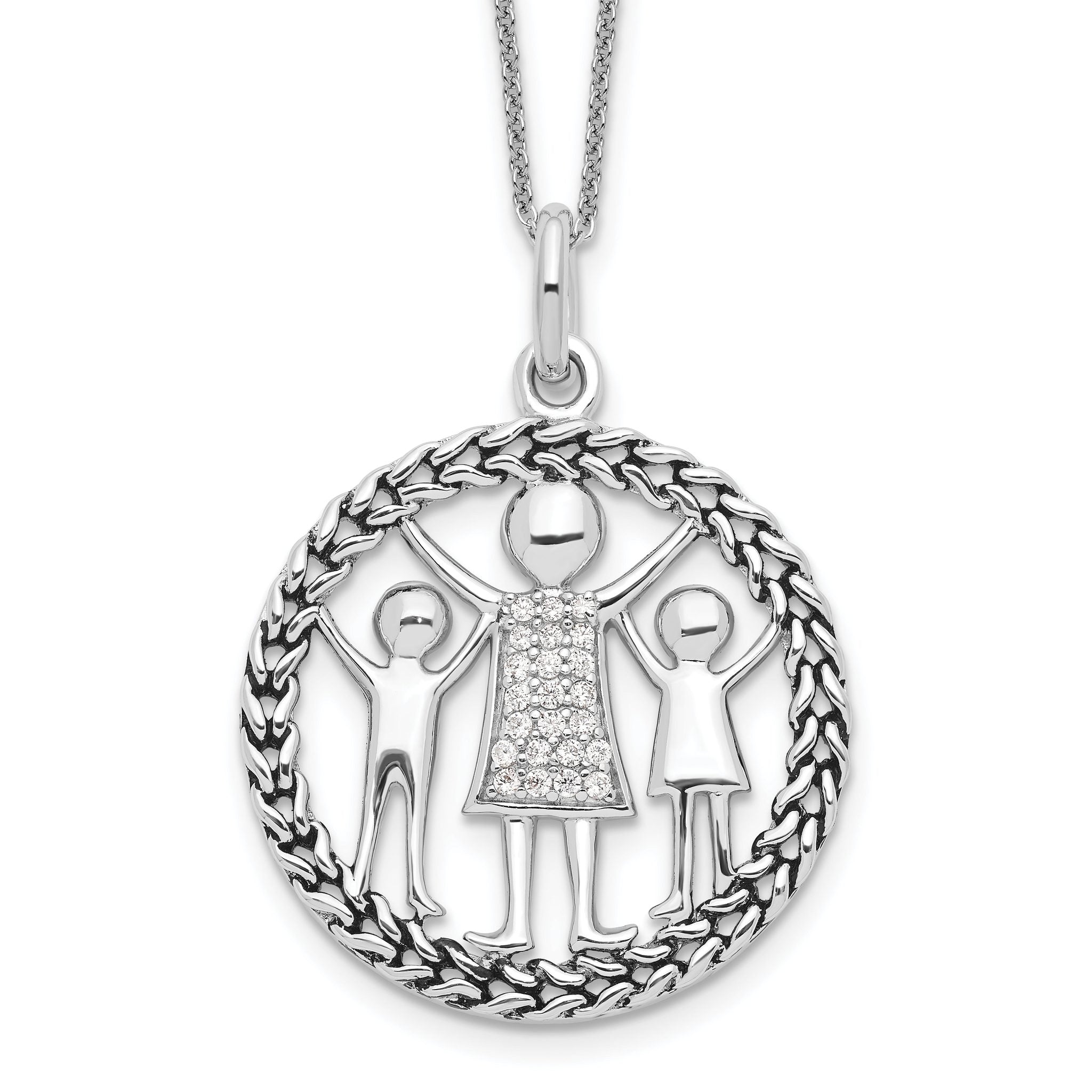Sentimental Expressions Sterling Silver Rhodium-plated Antiqued Knitted Together By Love 18in Necklace Main image