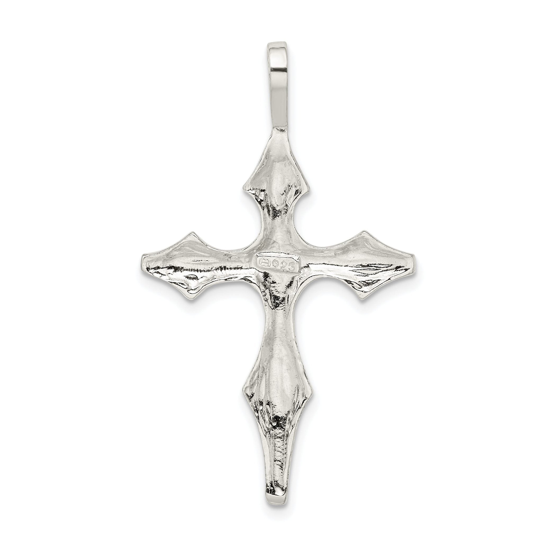 Sterling Silver 925 Polished Passion Cross Pendant with Anti-Tarnish Finish