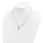 Sterling Silver Rhodium-plated CZ with Tree with 1in ext. Necklace