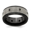Black Spinel Grooved Wedding Band in Titanium, 9mm