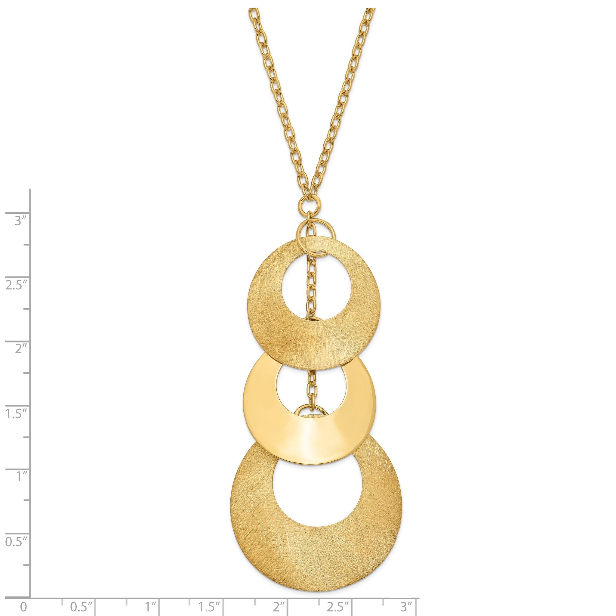 Sterling Silver & 14k Gold-plated Brushed/Polished Circle Necklace Secondary image