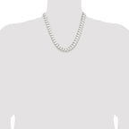 Sterling Silver Rhodium-plated 11.9mm Concave Beveled Curb Chain