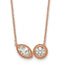 14k Rose Gold 1 carat Lab Grown Diamond VS+ F+ Complete 18 inch Two Stone Fashion Necklace