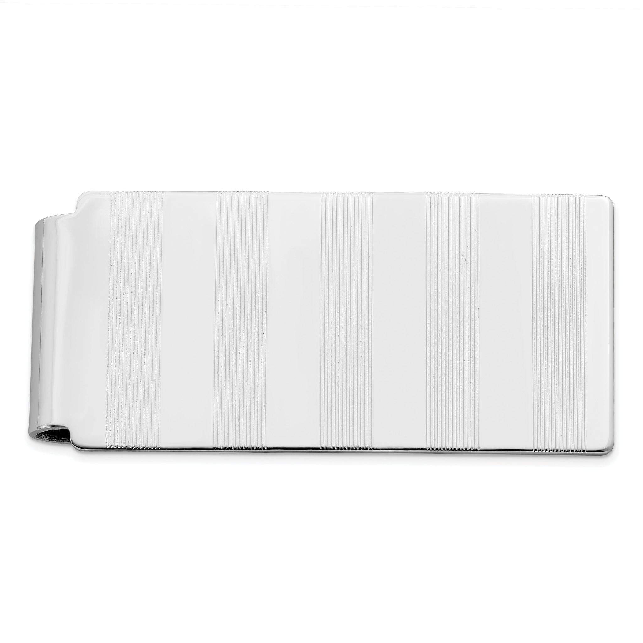 Rhodium-plated Kelly Waters Stripes Engraveable Hinged Money Clip Main image