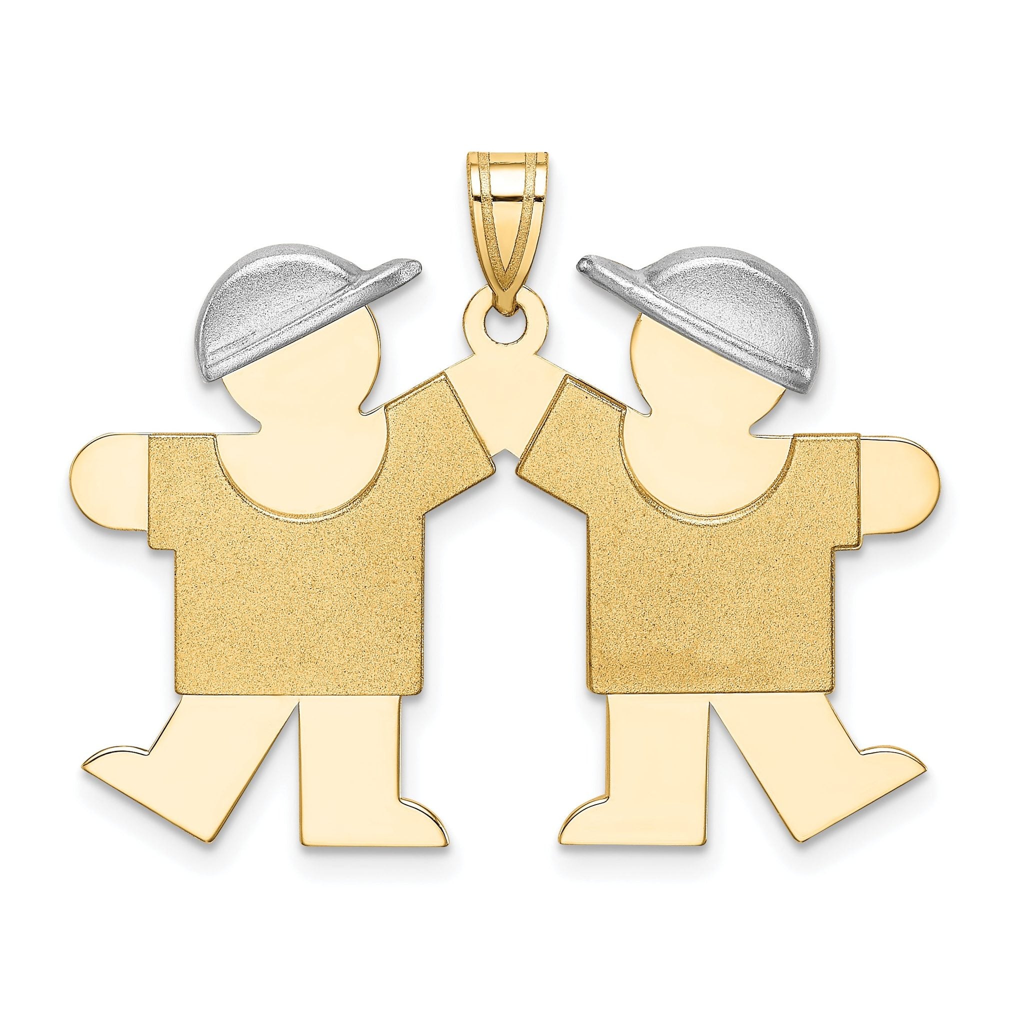 14K Two-Tone Large Double Boys Engravable Charm Main image