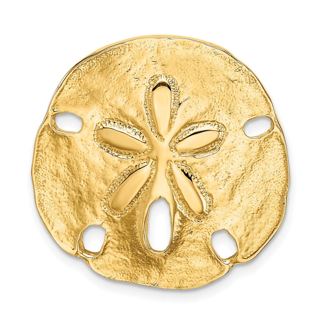 14K Gold Polished Sand Dollar Slide Pendant Fits 8mm Omega