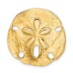 14K Gold Polished Sand Dollar Slide Pendant Fits 8mm Omega