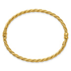 14K Polished and Textured 3.25mm Twisted Hinged Oval Bangle Bracelet