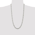 Pavé Flat Figaro Chain in Sterling Silver, 5.5mm