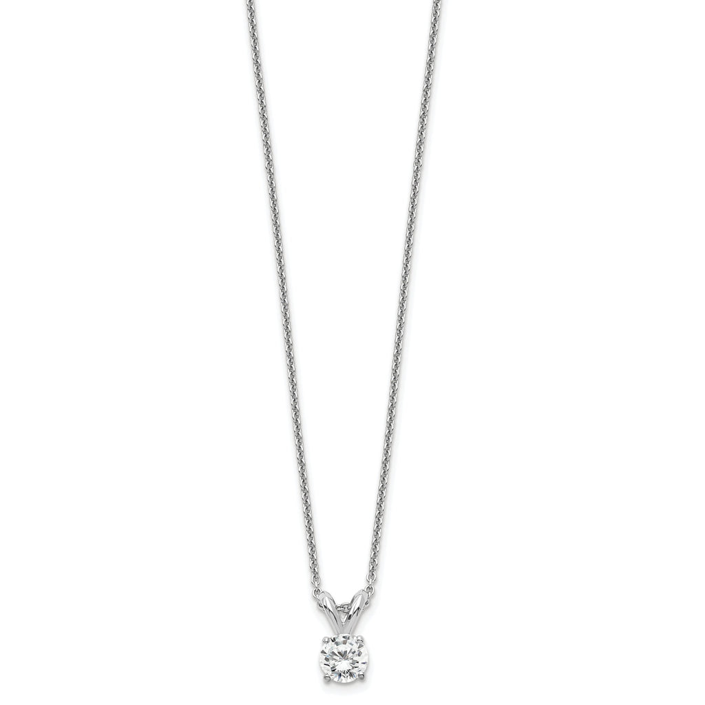 14k White Gold 1/4 carat Lab Grown Diamond VS/SI+ G+ Round Complete Four Prong 18 inch Solitaire Pendant Necklace
