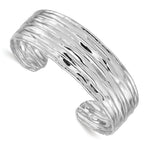Elegant Sterling Silver 925 Rhodium-plated Textured Cuff Bracelet for Women