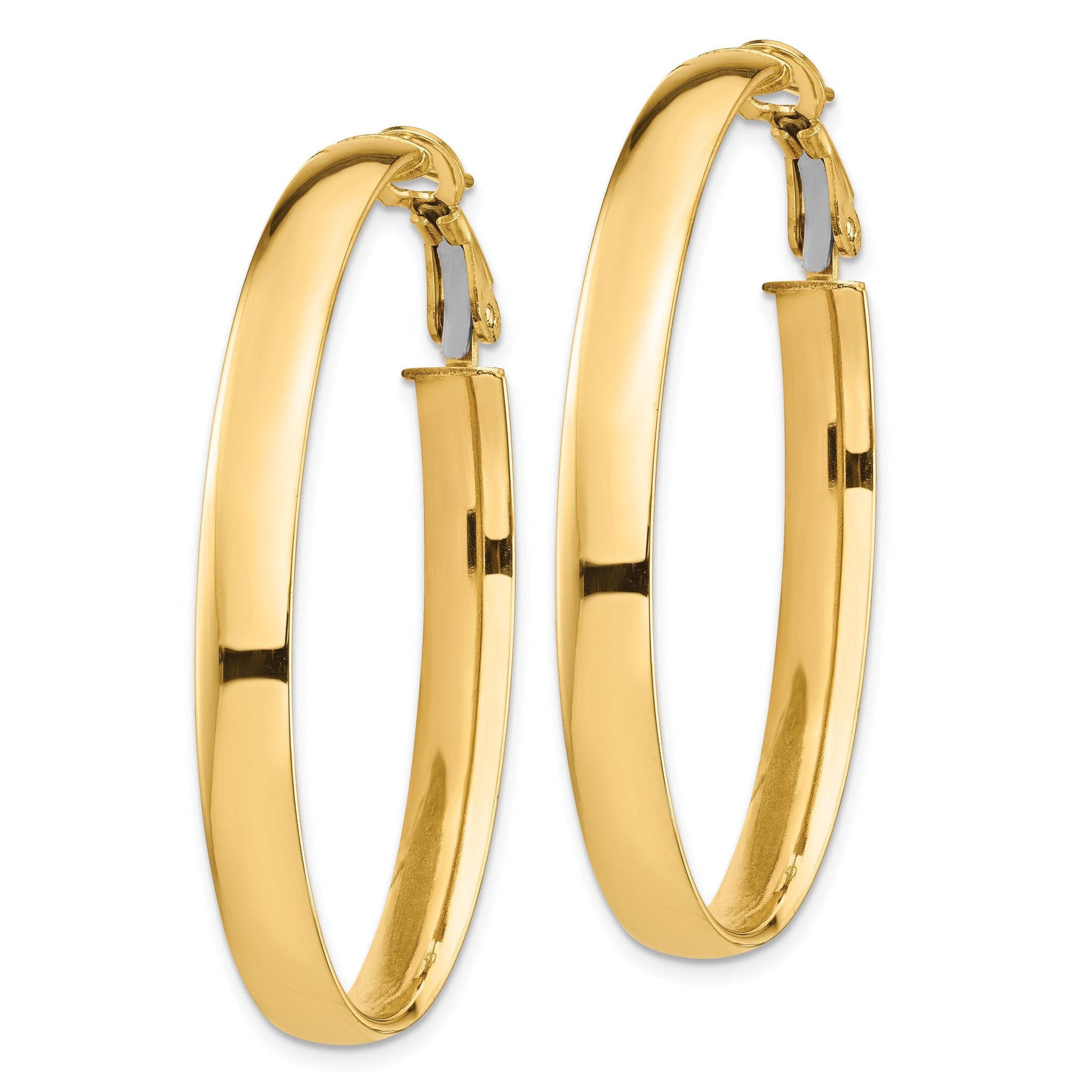14k High Polished 5mm Oval Omega Back Hoop Earrings Secondary image