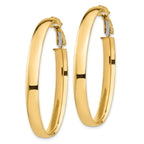 14k High Polished 5mm Oval Omega Back Hoop Earrings