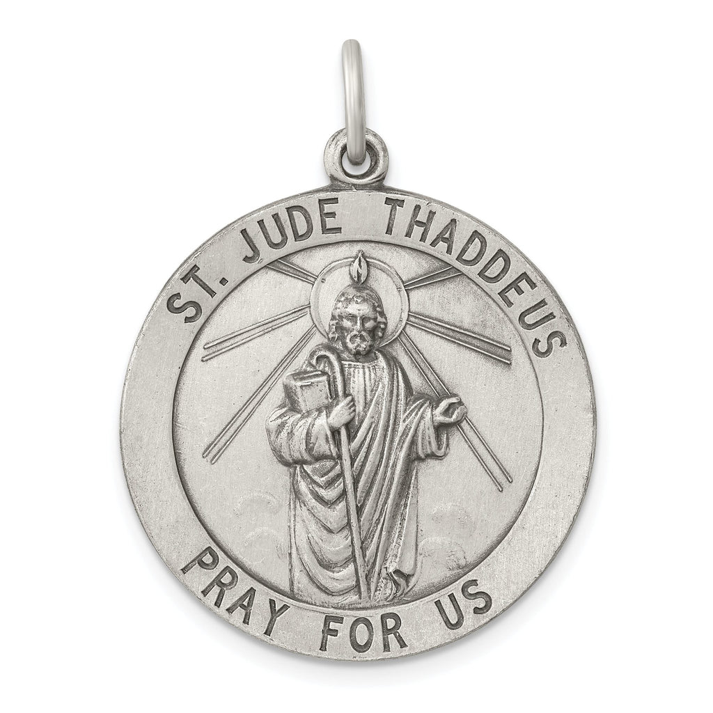 Sterling Silver 925 St. Jude Medal Pendant Engravable Vintage Charm