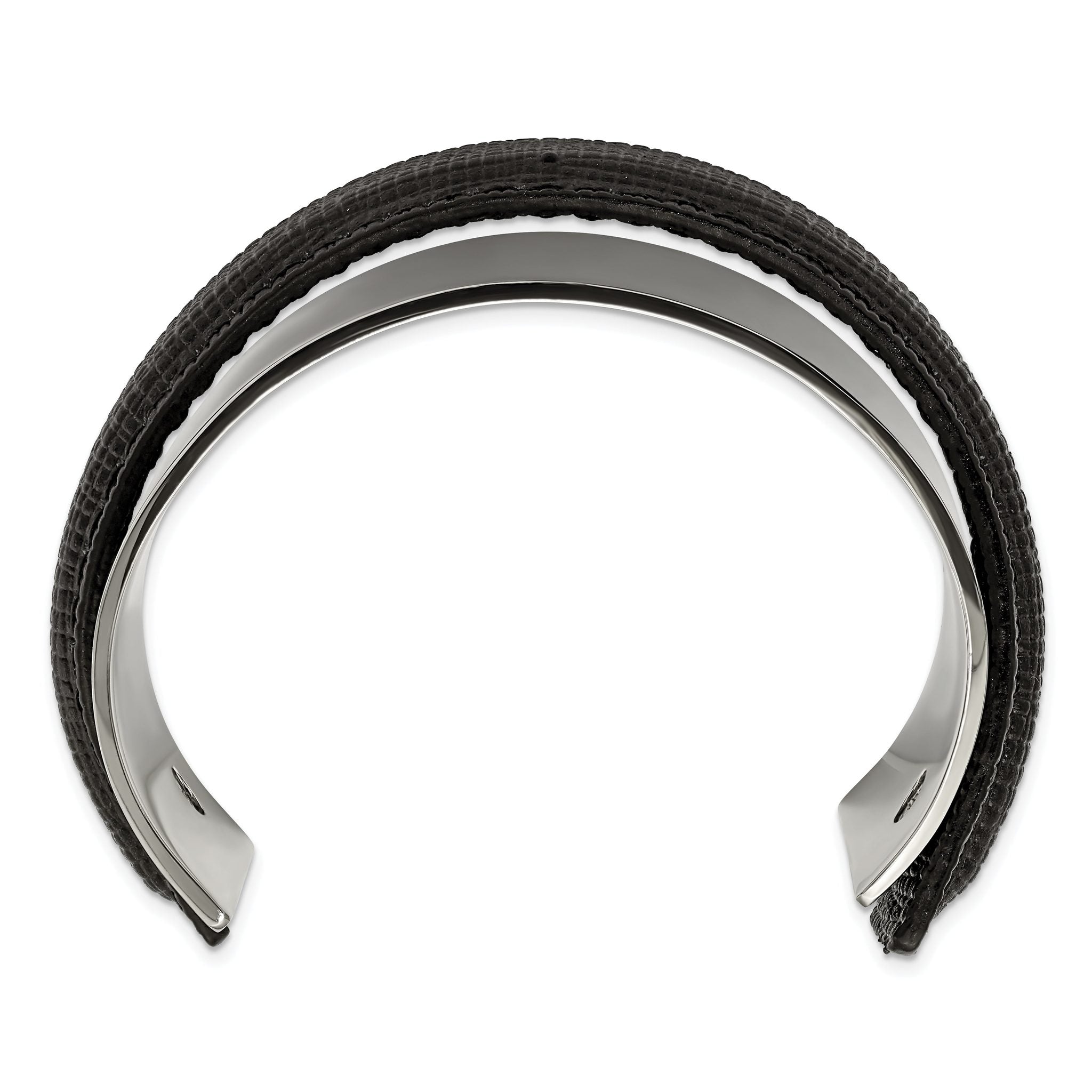 Stainless Steel Polished with Leather Cuff Bangle Bracelet for Women Secondary image