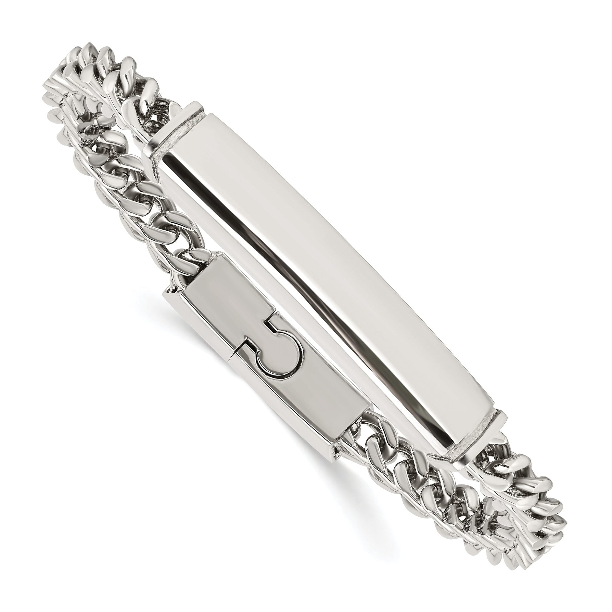 Stainless Steel Polished Heavy Wheat ID Bracelet for Men