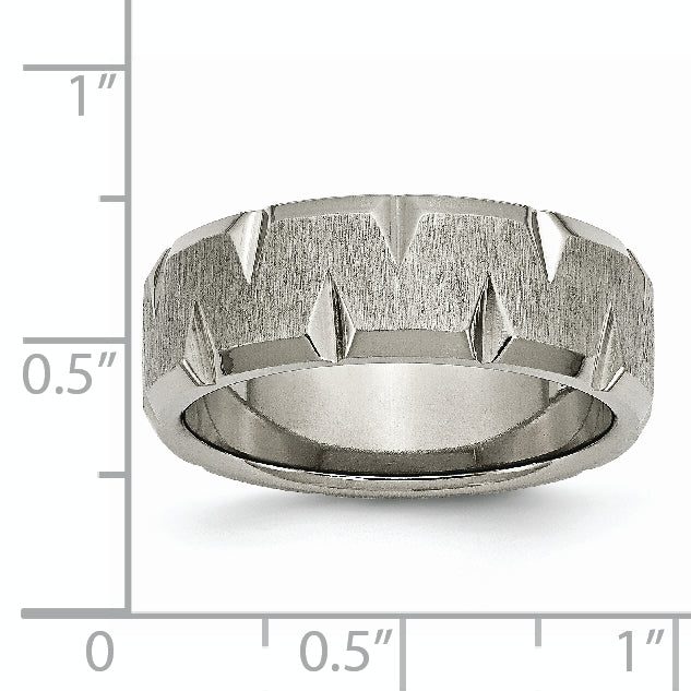 Beveled Edge Wedding Band in Titanium, 8mm Brushed