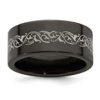 Edward Mirell Titanium Wedding Band with Laser Design Engravable 10mm