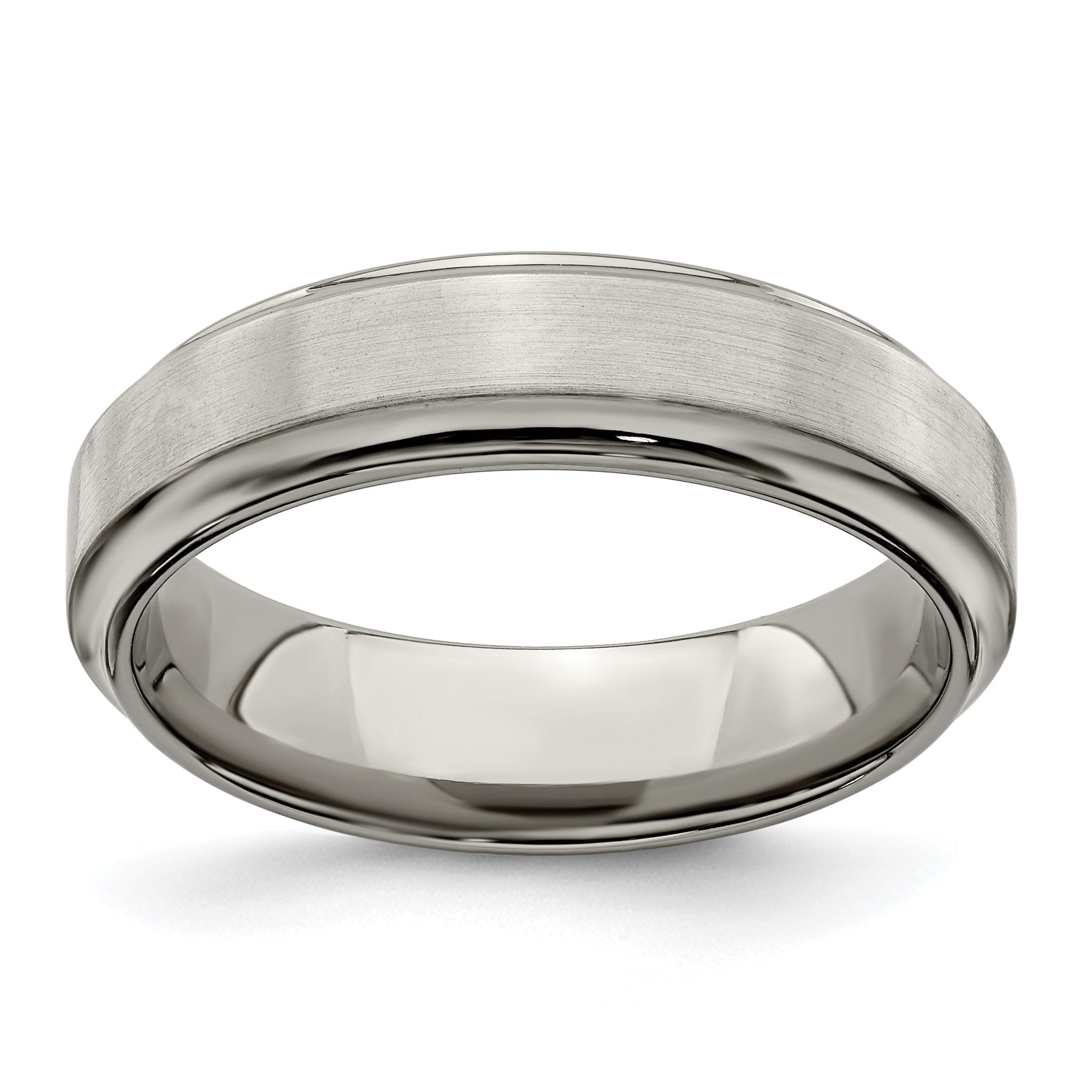 Edward Mirell Titanium Brushed & Polished Beveled 6mm Band Main image