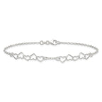 Sterling Silver 9inch Polished Fancy Heart Link Anklet