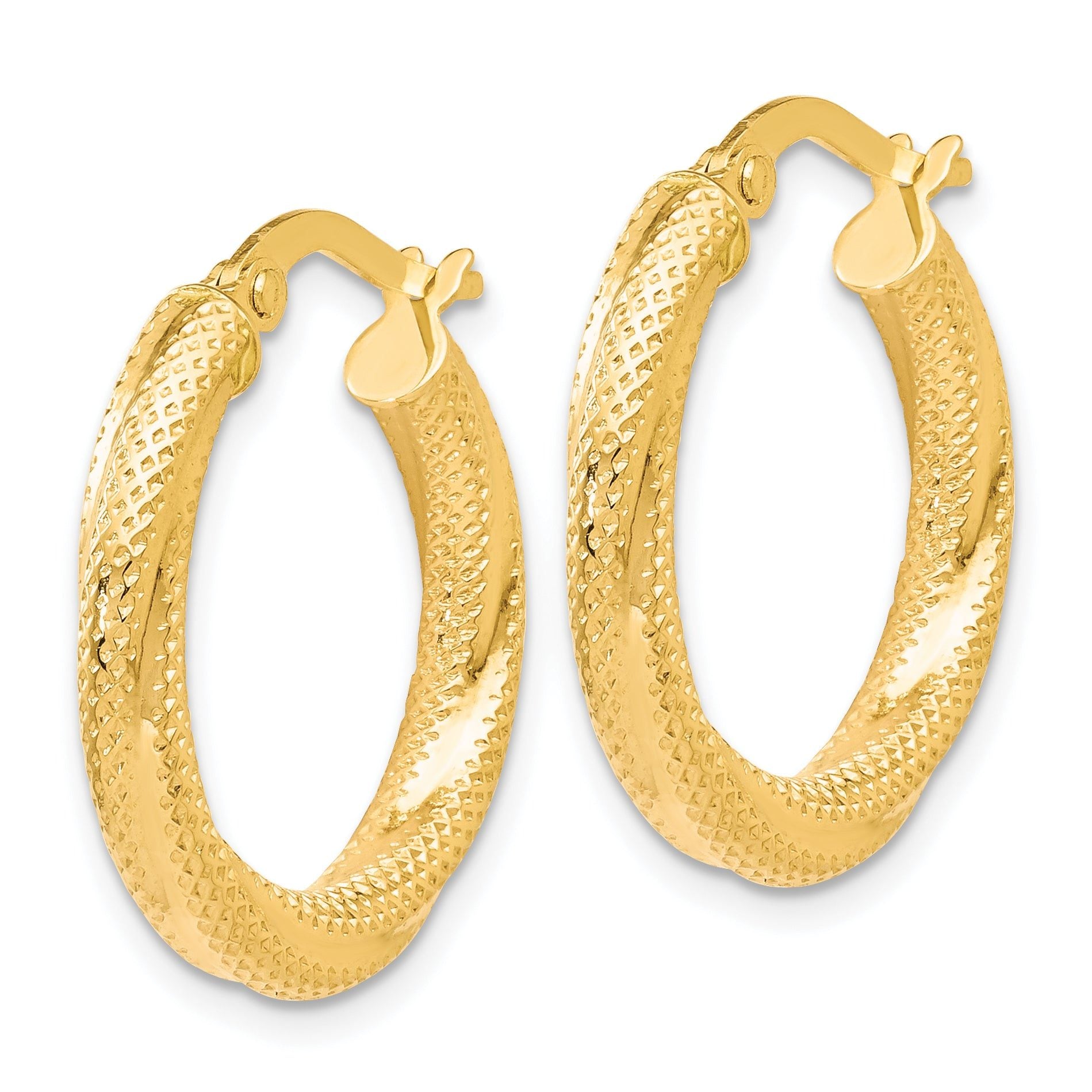 10K Textured Hinged Hoop Earrings Secondary image