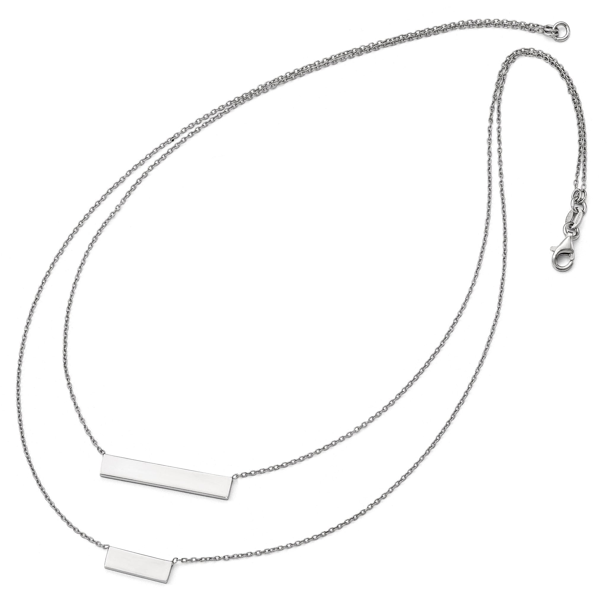 Polished Double Bar Necklace in Sterling Silver
