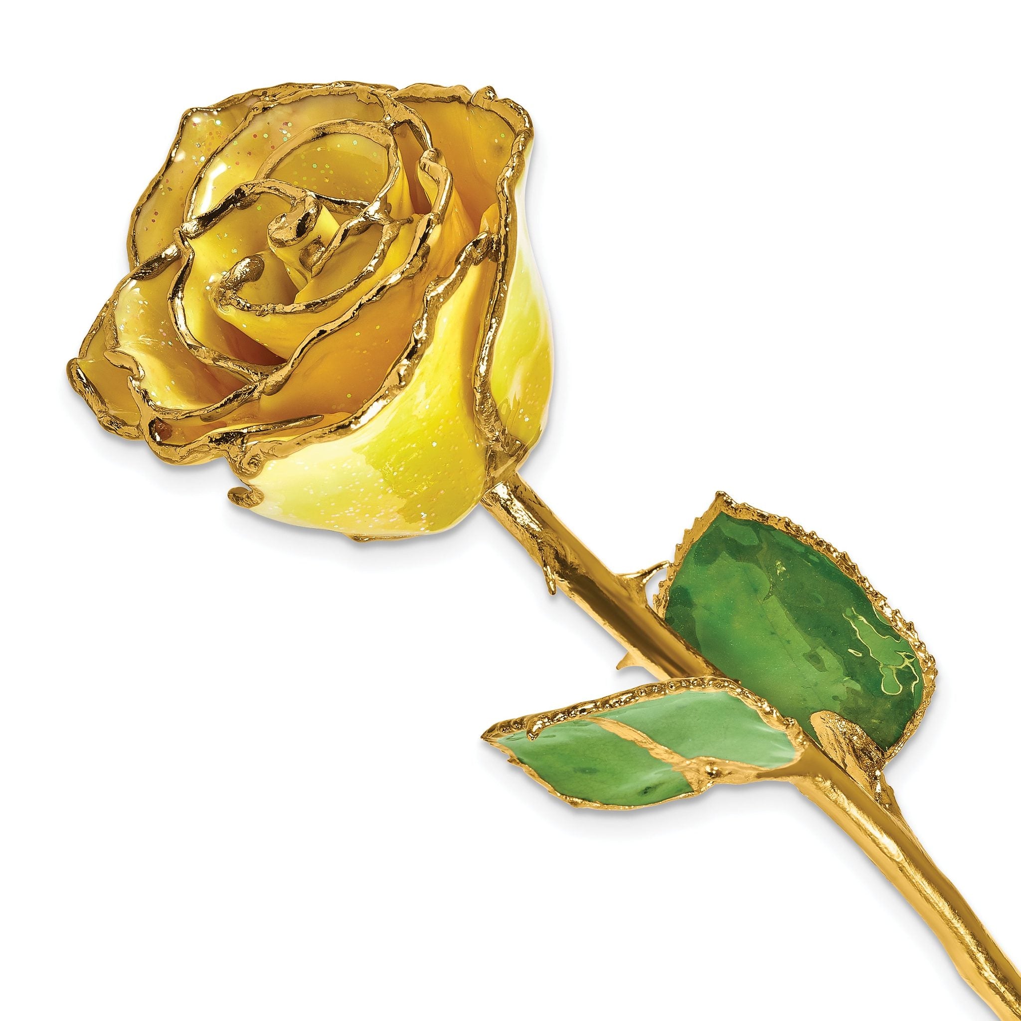 Lacquer Dipped Gold Trim Yellow Diamond Rose Main image