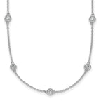 14k White Gold Complete 3/4 carat Bezel-set Diamond and Cable Chain 13-Station 16 inch Necklace