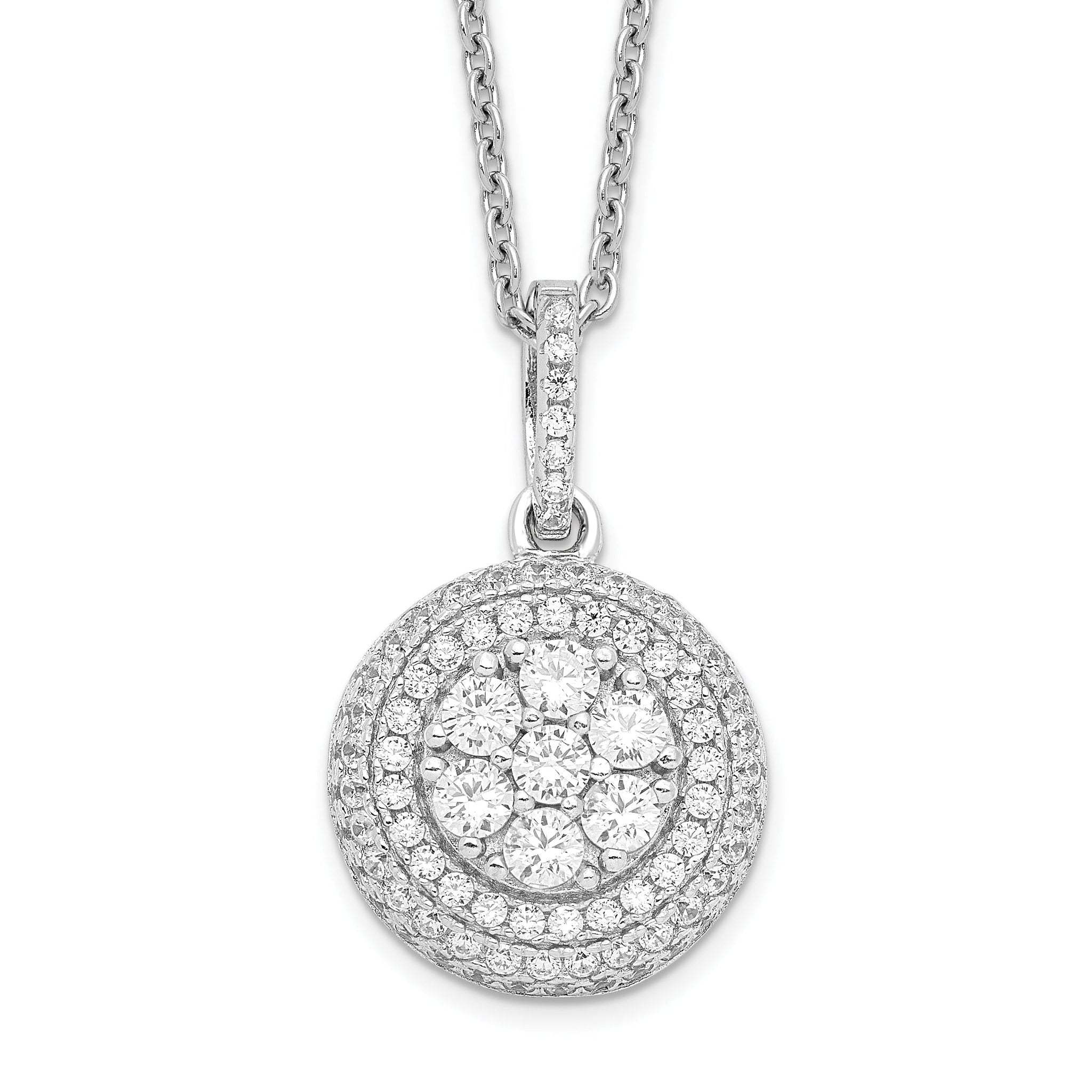 Sophia Jewelers Sterling Silver CZ Necklace with Rhodium-Plated Elegance Main image