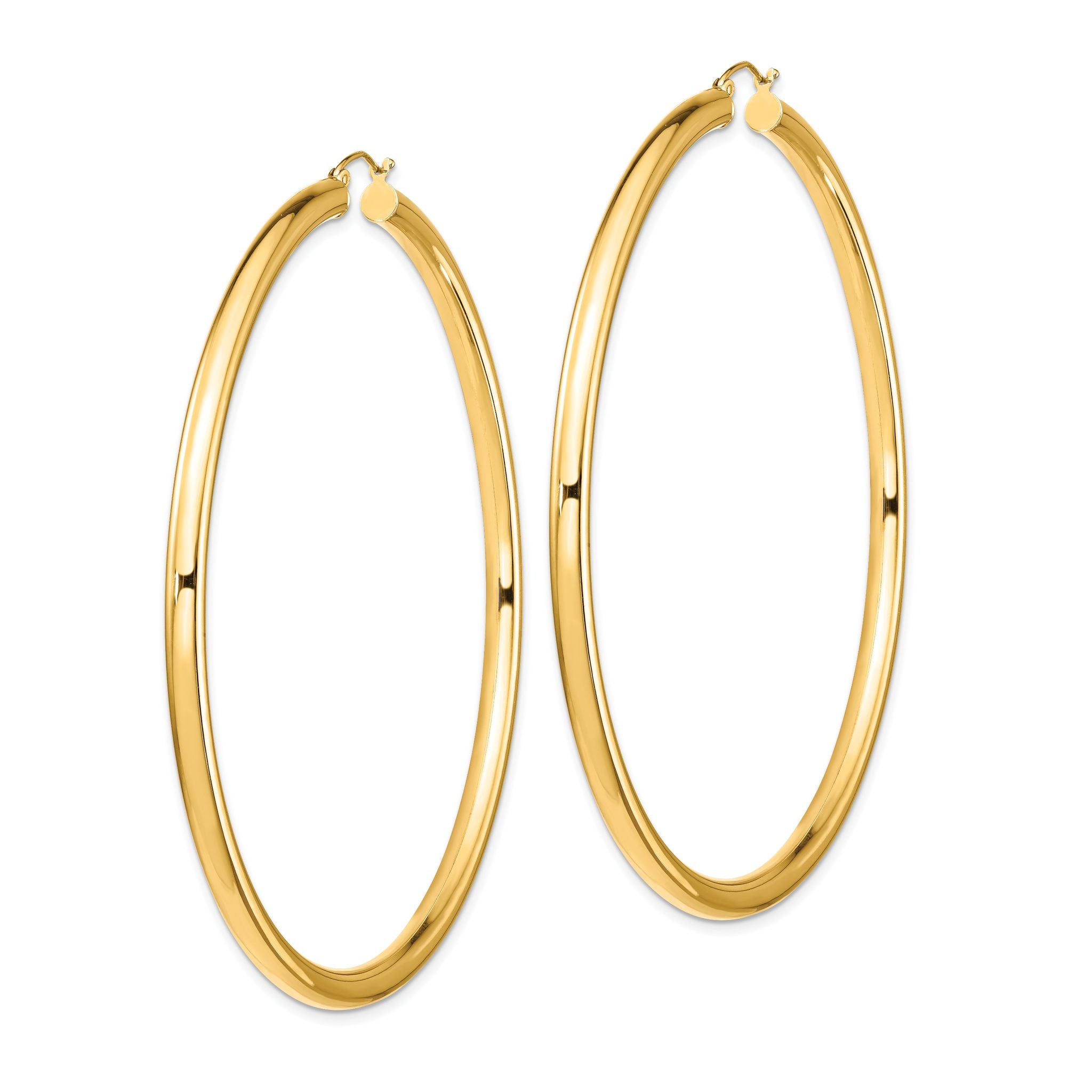 14k Polished 4x80mm Lightweight Round Tube Hoop Earrings Secondary image