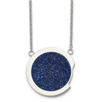 Stainless Steel Polished with Blue Druzy Stone 17.75in Necklace