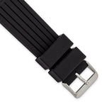 Black Striped Silicone Watch Band in Stainless Steel Buckle, 22mm